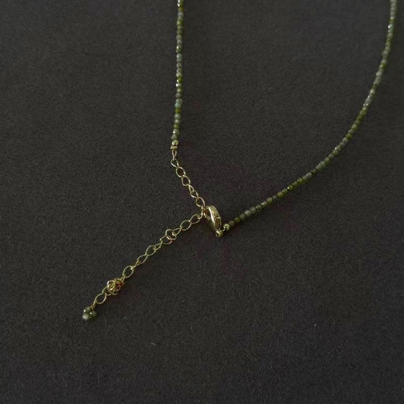 Arte Mist Jewelry Baroque long pearl green zircon necklace