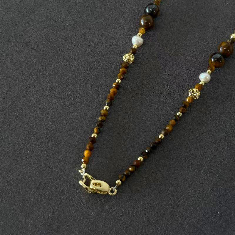 Arte Mist Jewelry Natural pearl tiger's eye necklace