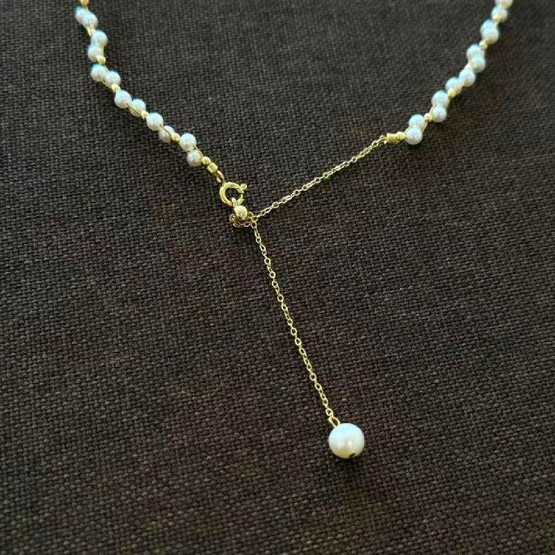 3-4mm natural freshwater pearl starry sky woven collarbone necklace