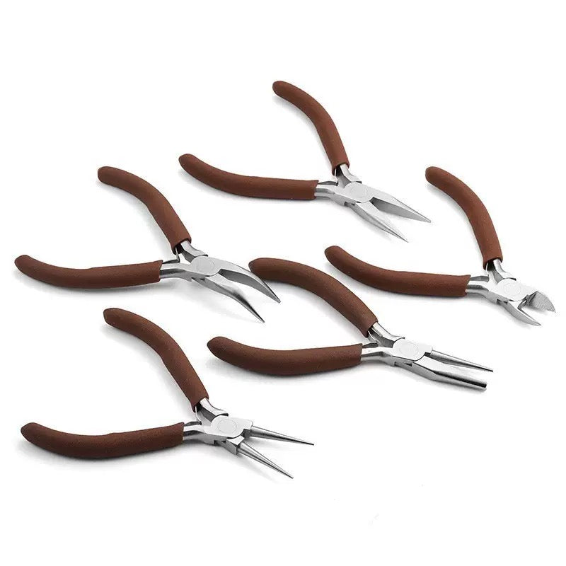 Coffee-colored beaded wire winding pliers