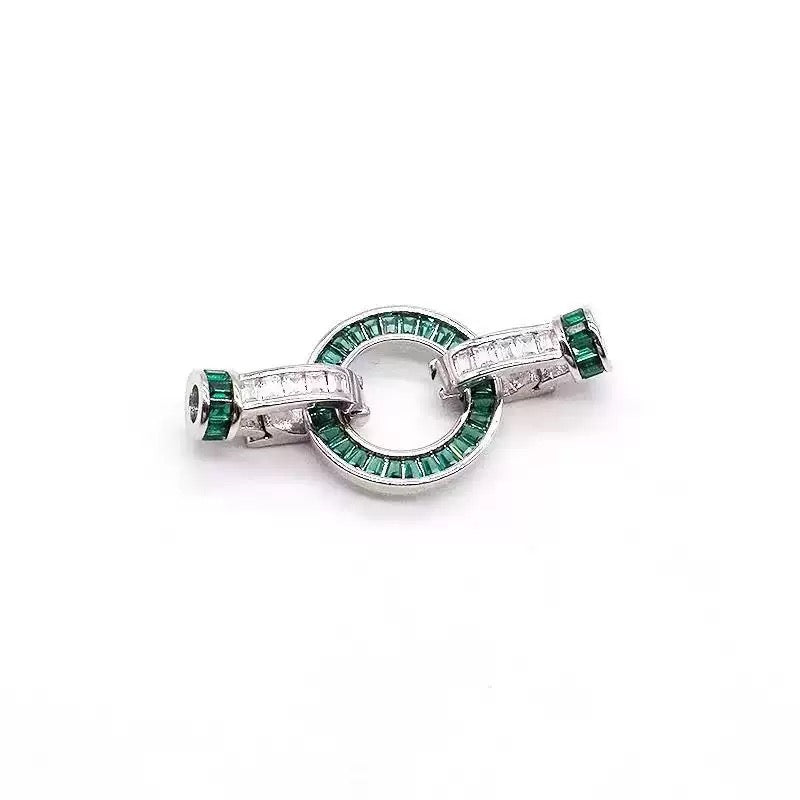 S925 silver inlaid T-shaped zirconium single-row buckle