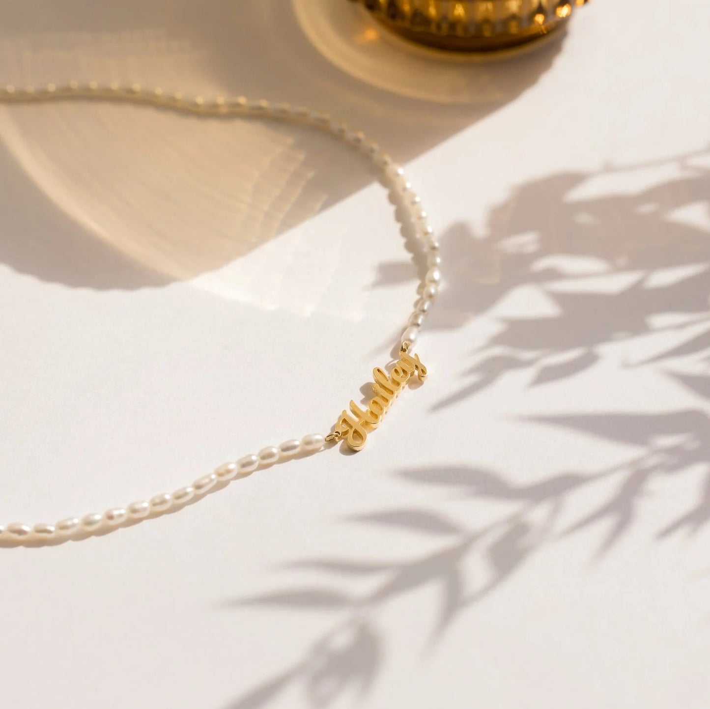 Custom Stainless Steel Name Necklace - DIY Pearl Chain Letter Pendant