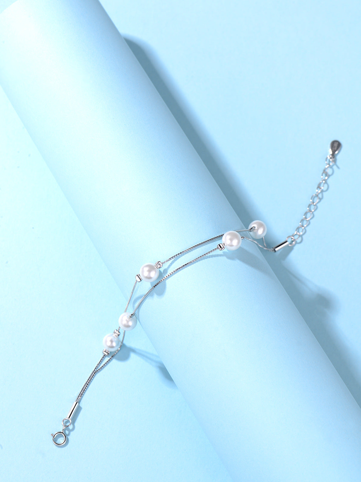Double - layer Imitation Pearl Bracelet - 925 Sterling Silver Jewelry Perfect Gift for Best Friends
