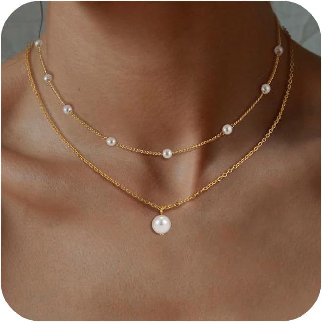 18K Gold Plated Stainless Steel - Pearl Pendant Necklace