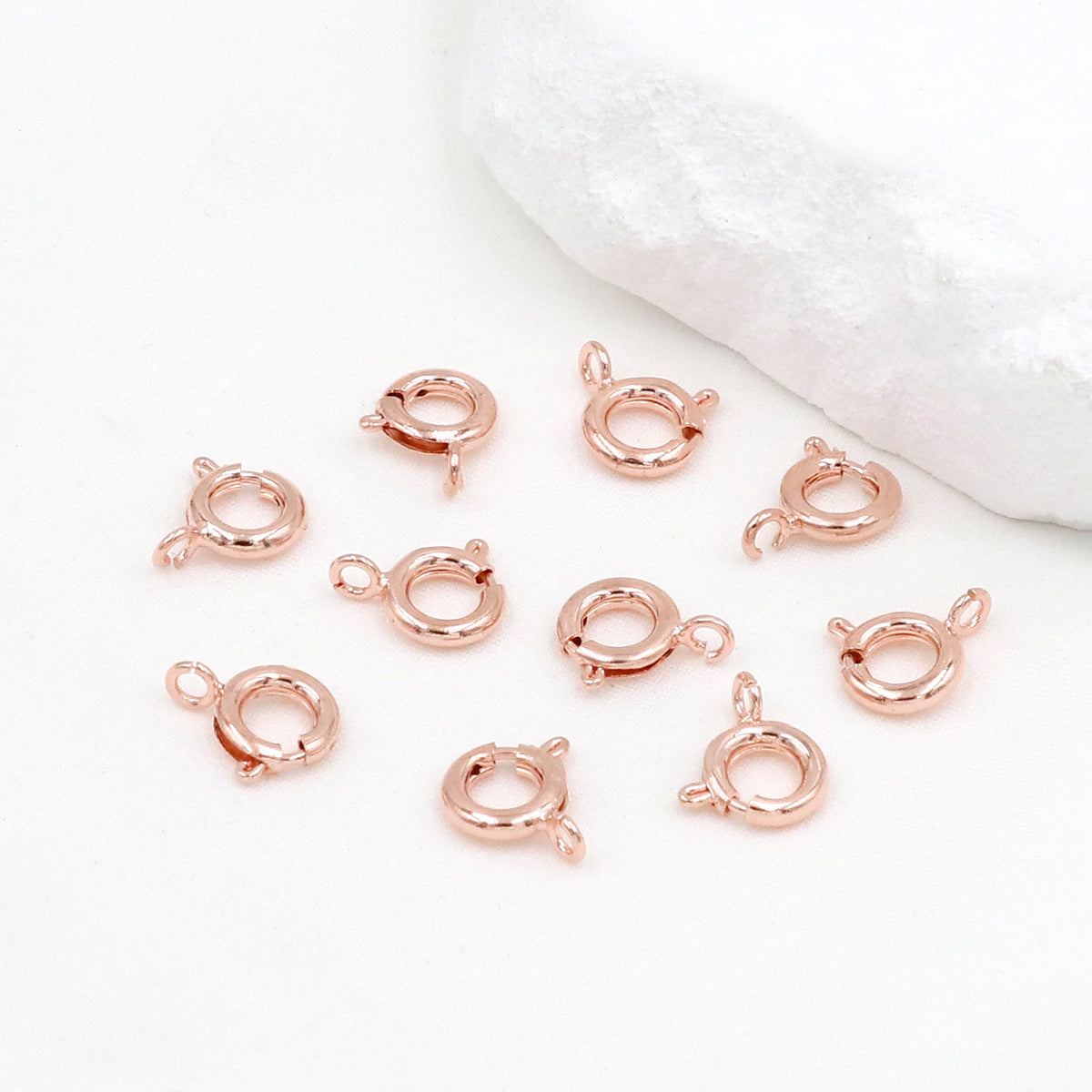 18K Real Gold Plated O-Shape Spring Clasp | DIY Jewelry Necklace Clasp (Rose Gold/White Gold) - Durable Gold Cord Lock B92