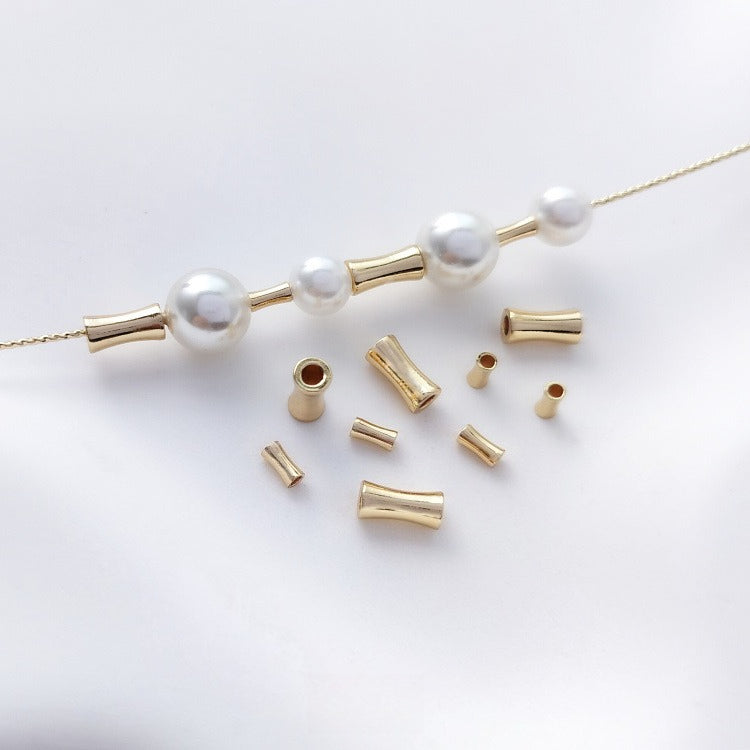 Tarnish-Resistant 14K Gold Plated Copper Bamboo Tube Beads | DIY Pearl Bracelet Necklace Spacer Bead
