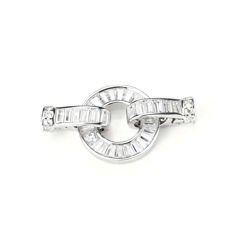 S925 silver inlaid T-shaped zirconium single-row buckle