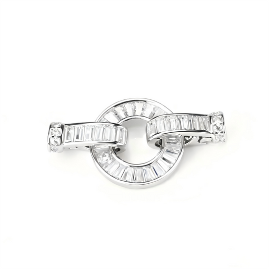 S925 silver inlaid T-shaped zirconium single-row buckle