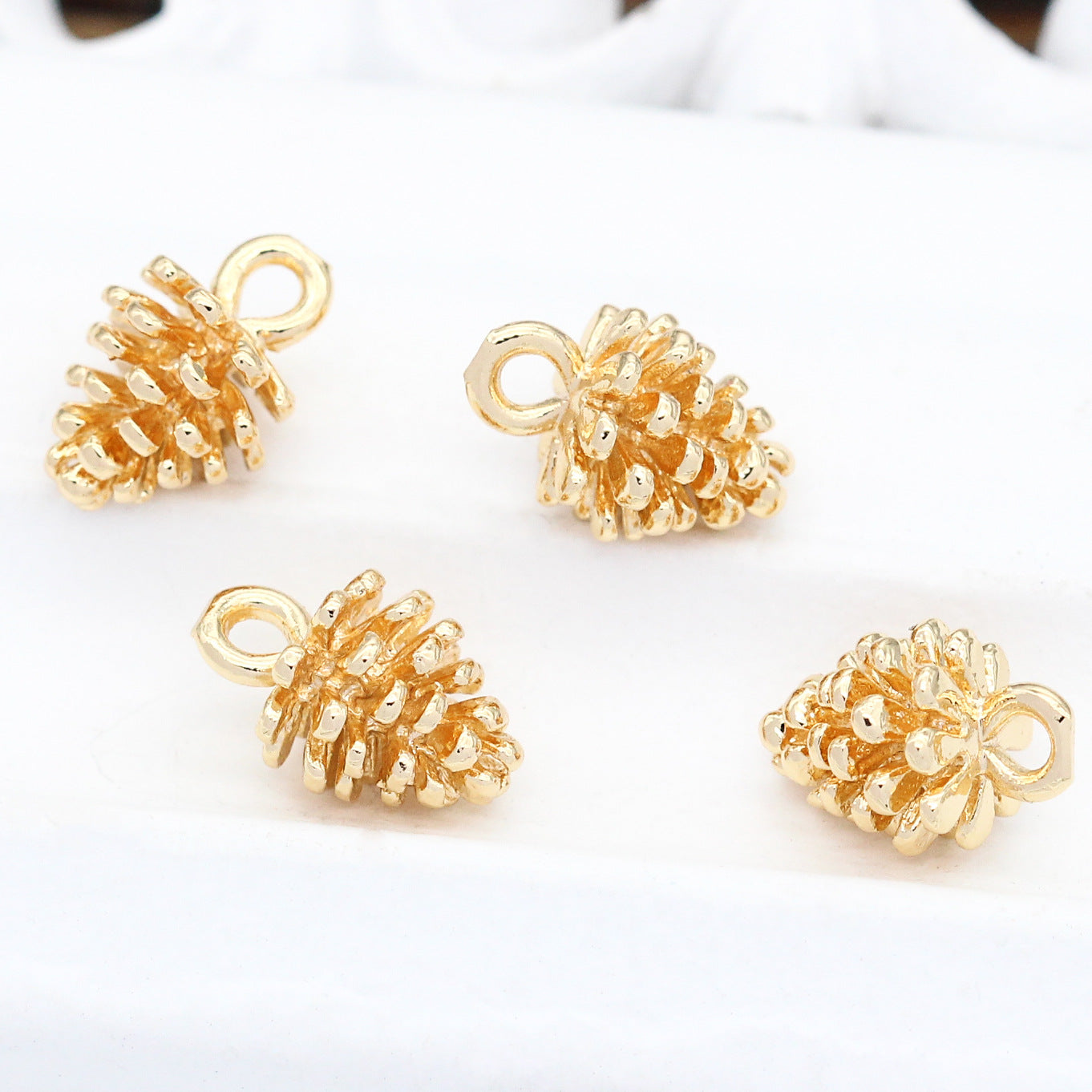 Pure copper plated with 14K real gold pine ball pendant