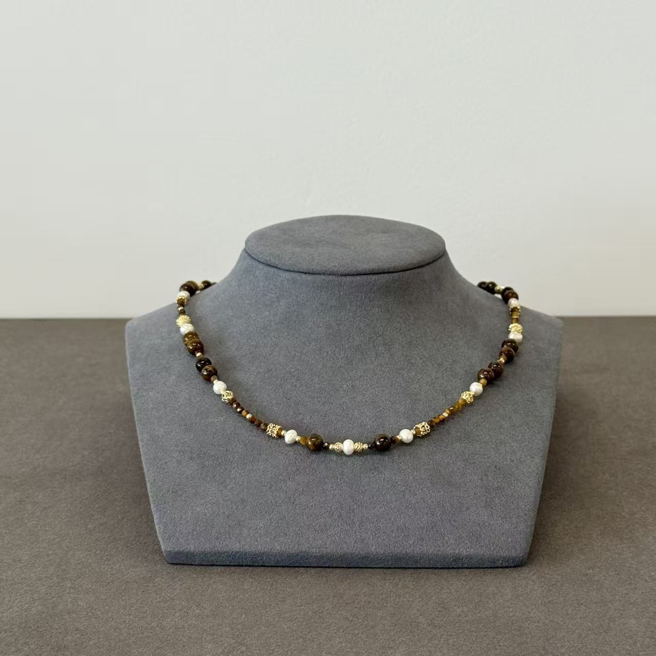 Arte Mist Jewelry Natural pearl tiger's eye necklace
