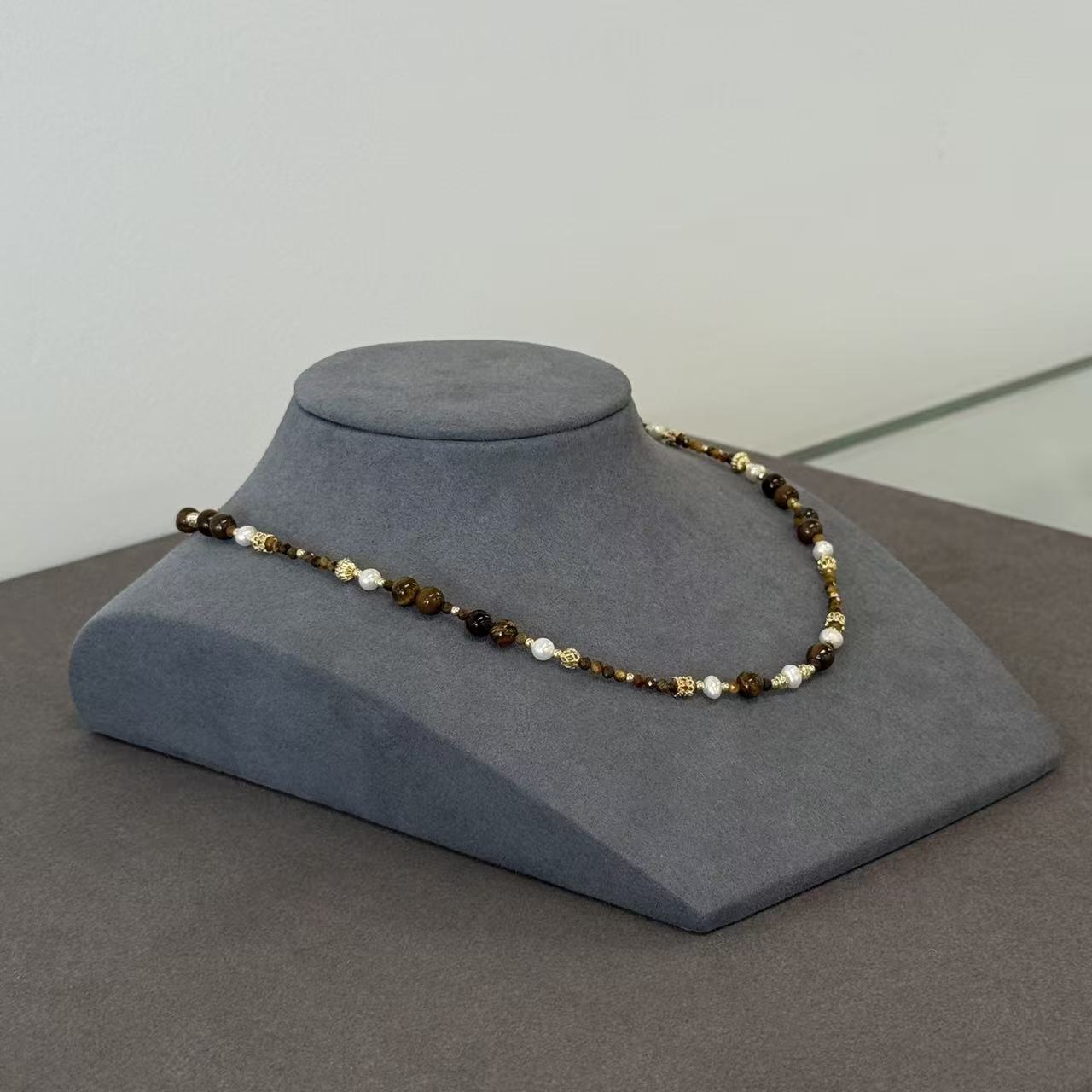 Arte Mist Jewelry Natural pearl tiger's eye necklace