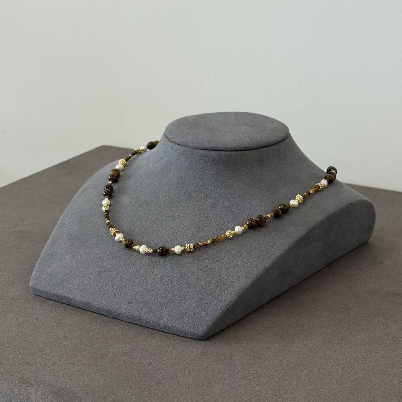 Arte Mist Jewelry Natural pearl tiger's eye necklace