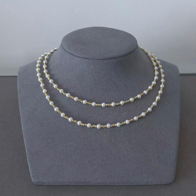 4-5mm nearly round and slightly flawed natural high-quality freshwater pearl sweater chain