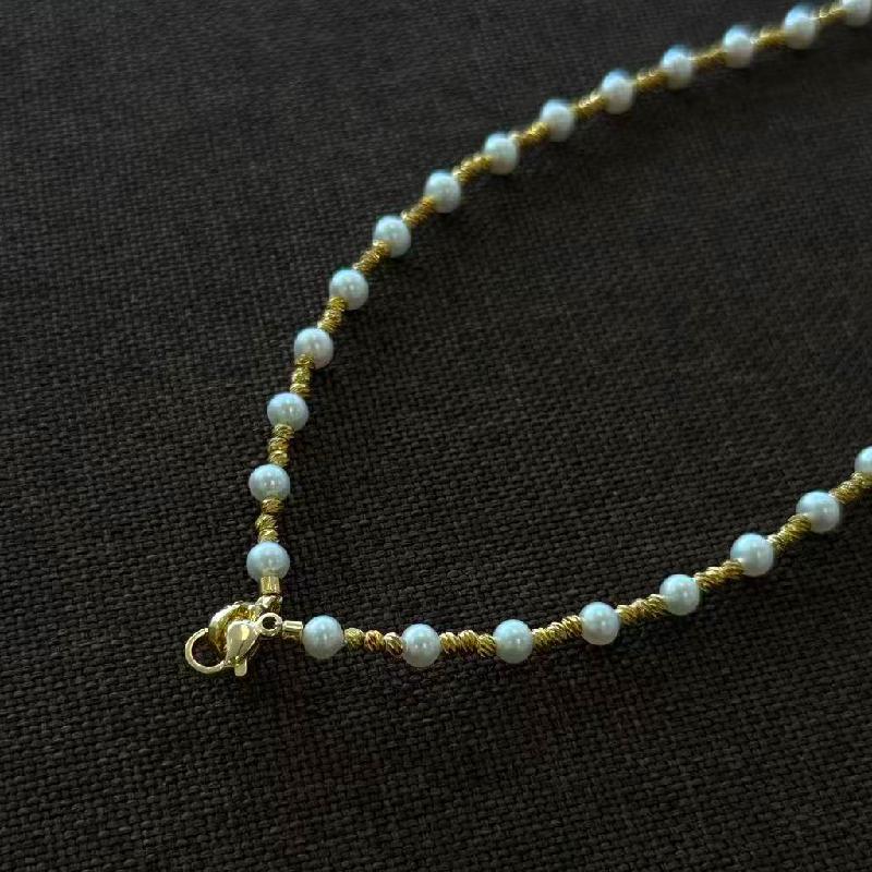 4-5mm nearly round and slightly flawed natural high-quality freshwater pearl sweater chain