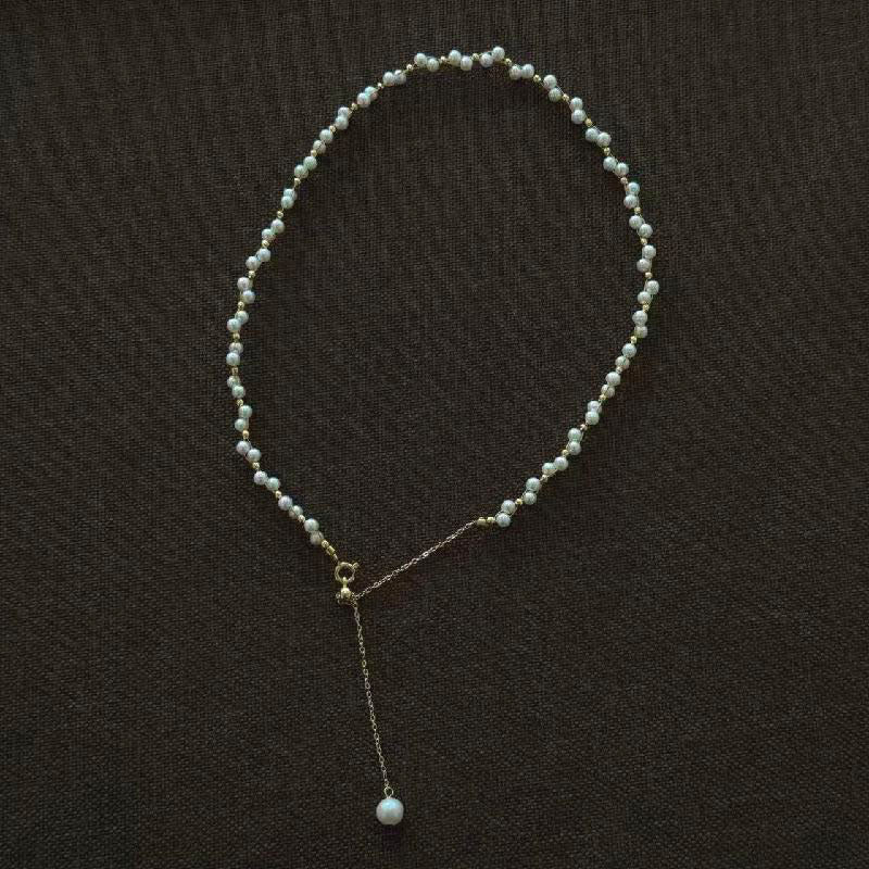 3-4mm natural freshwater pearl starry sky woven collarbone necklace