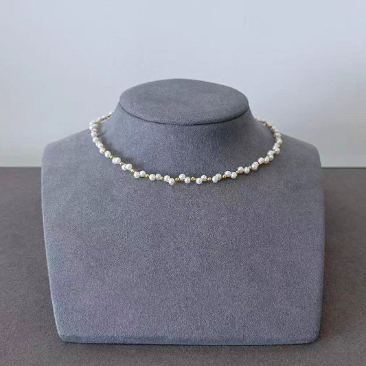3-4mm natural freshwater pearl starry sky woven collarbone necklace