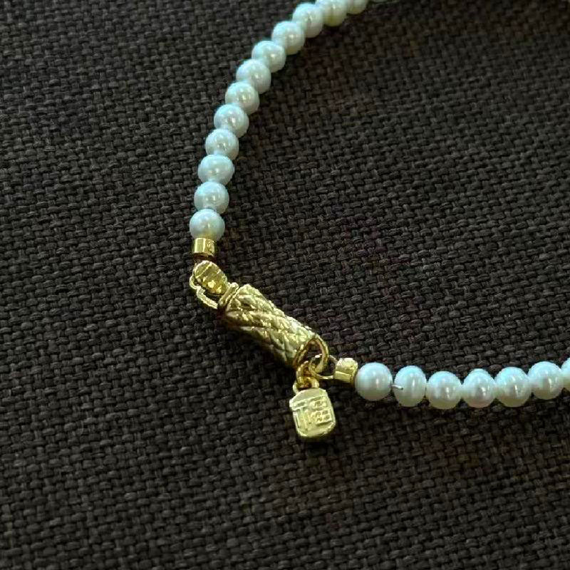 4-5mm freshwater pearl three-dimensional bamboo joint clasp bracelet