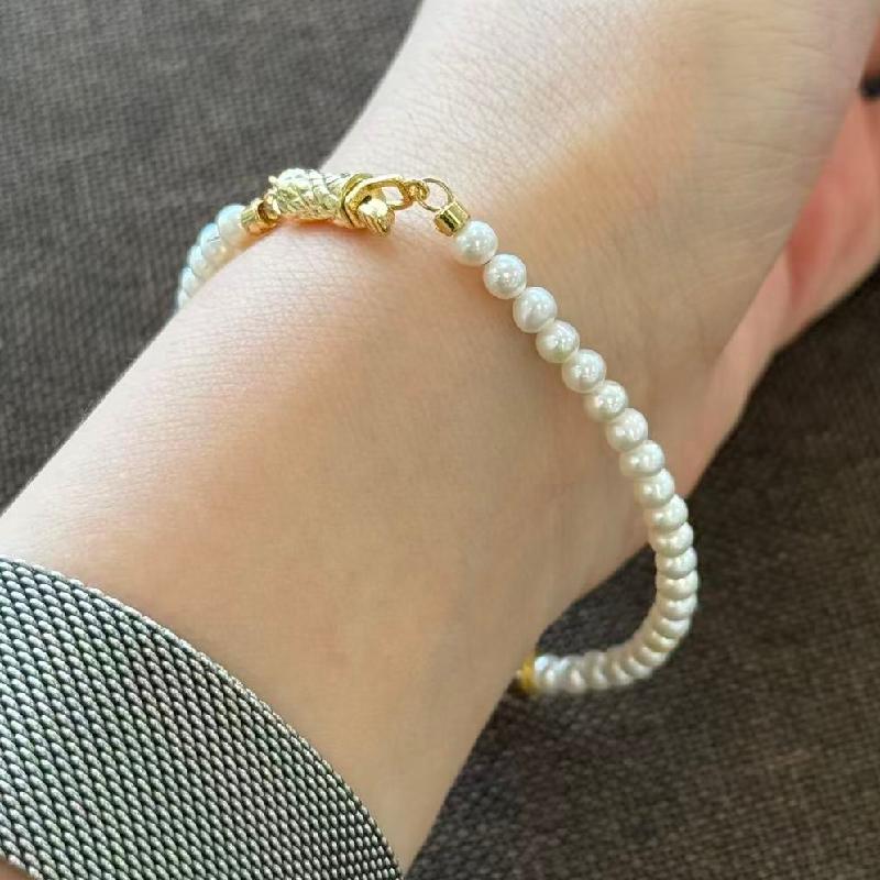 4-5mm freshwater pearl three-dimensional bamboo joint clasp bracelet