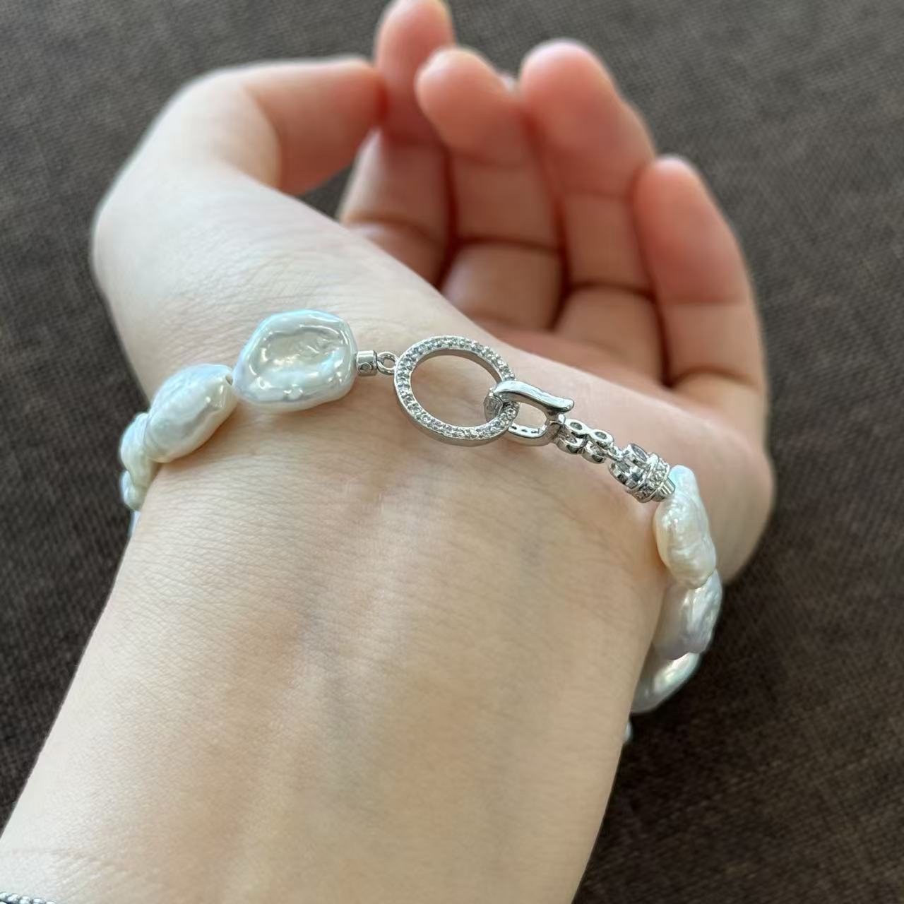 Mermaid Princess Colorful Baroque Silver Fragment Bracelet