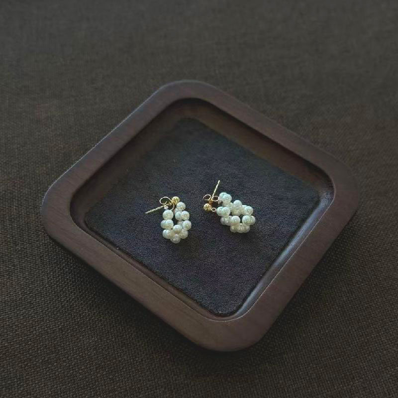 3-4mm nearly perfect round freshwater pearl handcrafted stud earrings