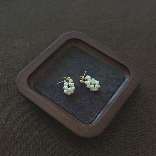 3-4mm nearly perfect round freshwater pearl handcrafted stud earrings