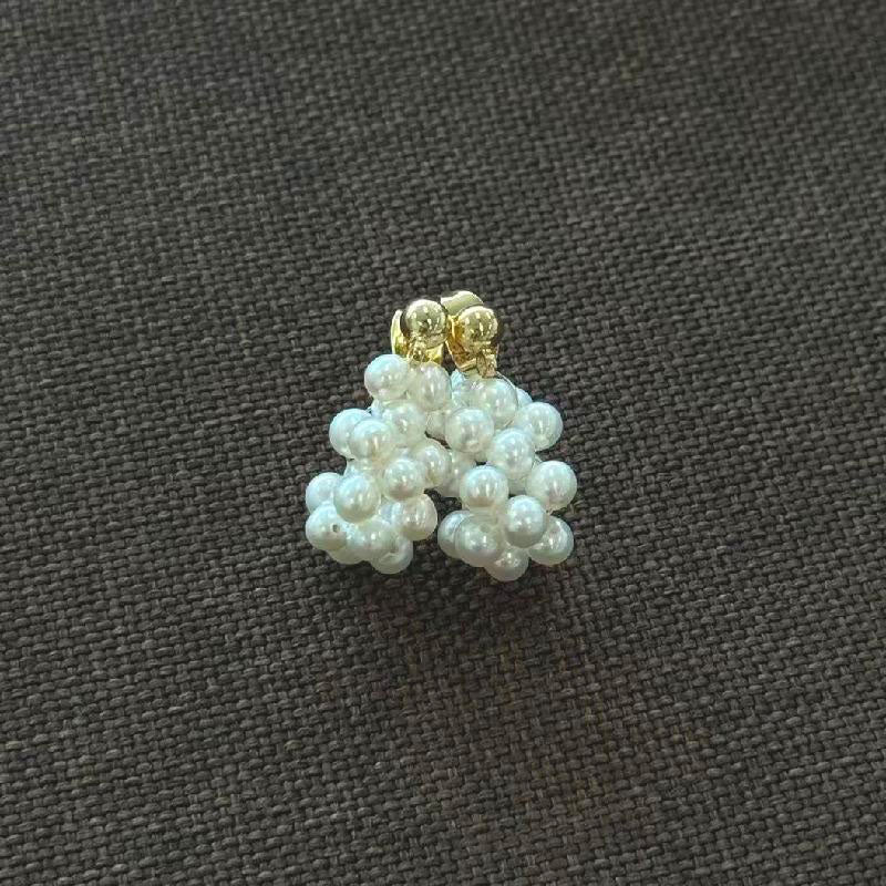 3-4mm nearly perfect round freshwater pearl handcrafted stud earrings
