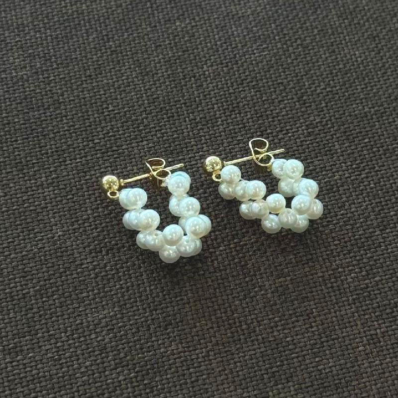 3-4mm nearly perfect round freshwater pearl handcrafted stud earrings