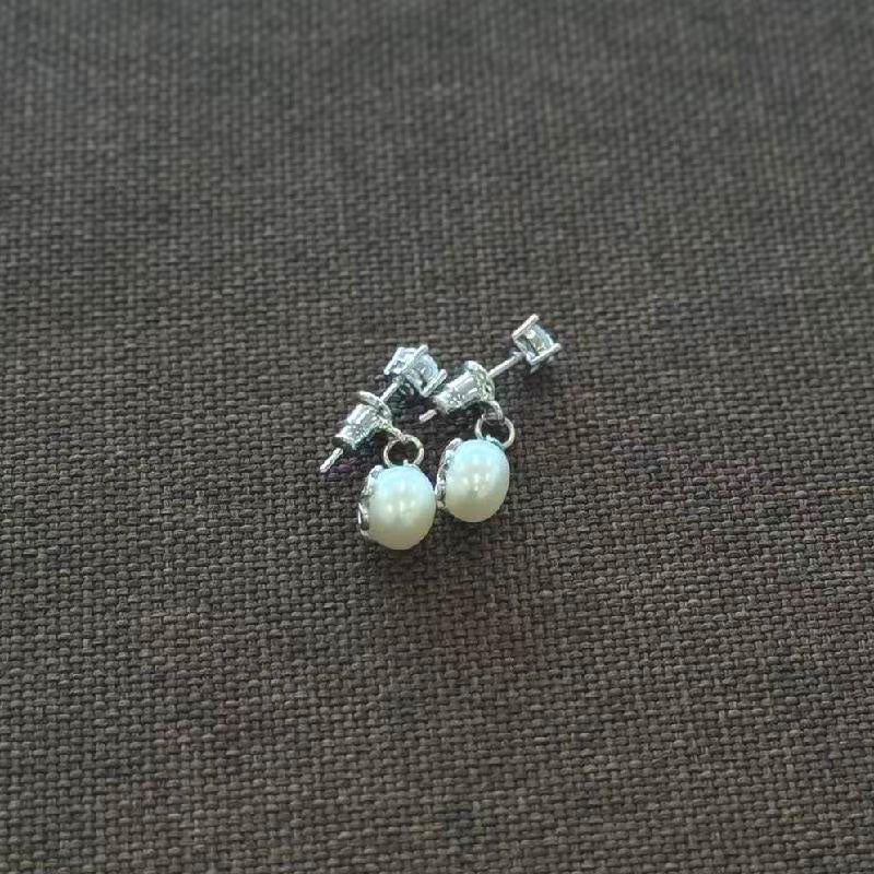 7mm double-pair pearl stud earrings