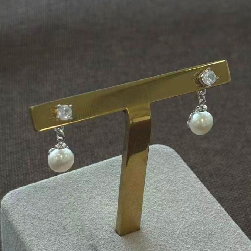 7mm double-pair pearl stud earrings