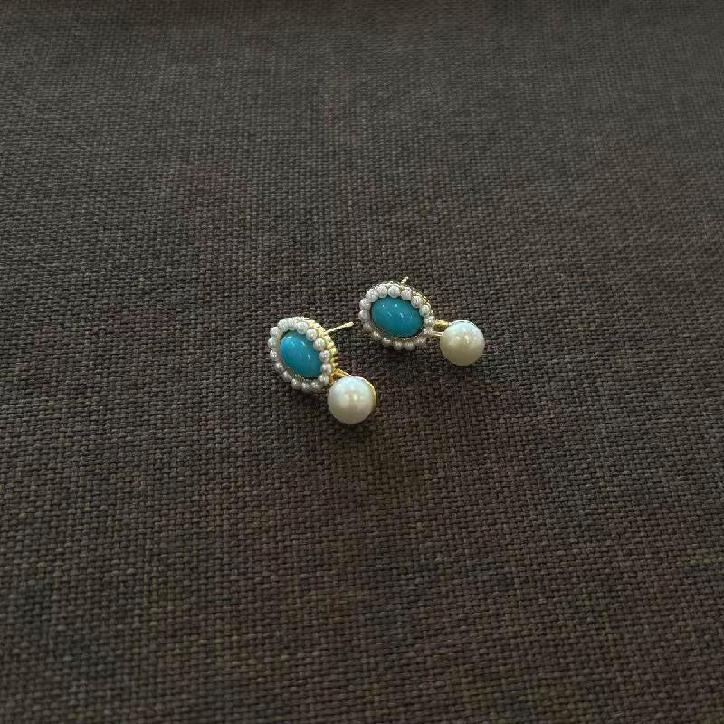 New Chinese-style hollowed-out pearl stud earrings