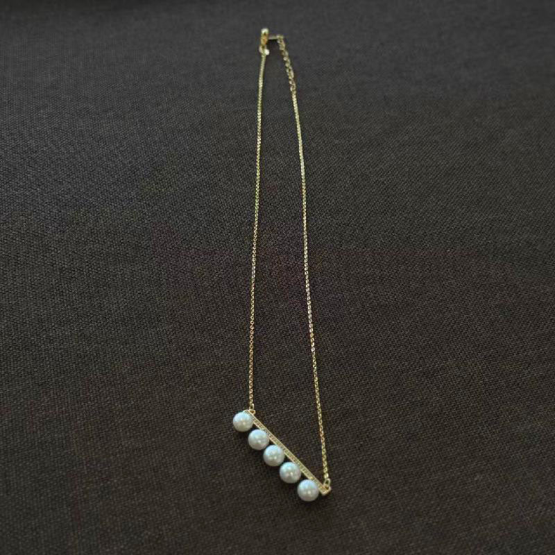 6-7mm five-bead balance beam natural freshwater pearl necklace