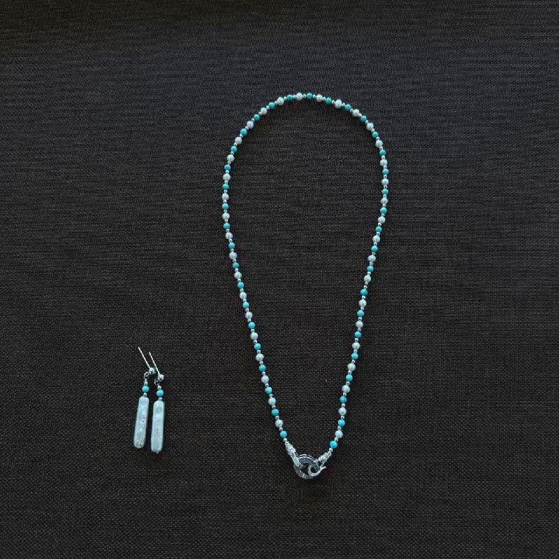 4-5mm natural freshwater pearl turquoise set