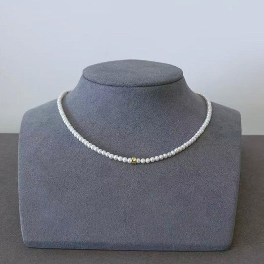 4-5mm freshwater pearl three-dimensional bamboo buckle necklace