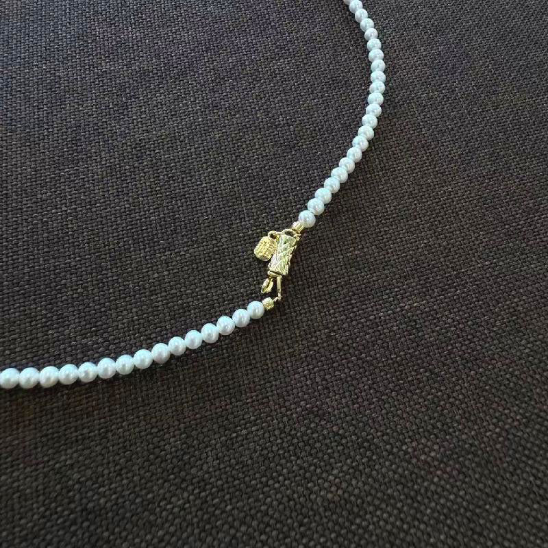 4-5mm freshwater pearl three-dimensional bamboo buckle necklace