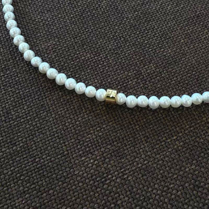 4-5mm freshwater pearl three-dimensional bamboo buckle necklace