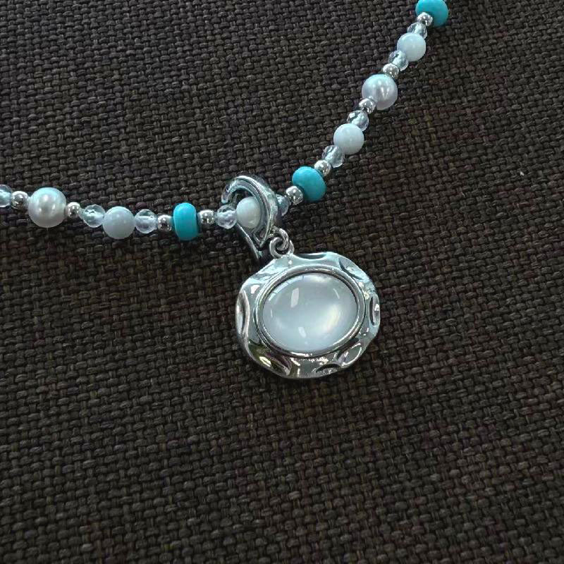 New Chinese-style turquoise pearl necklace