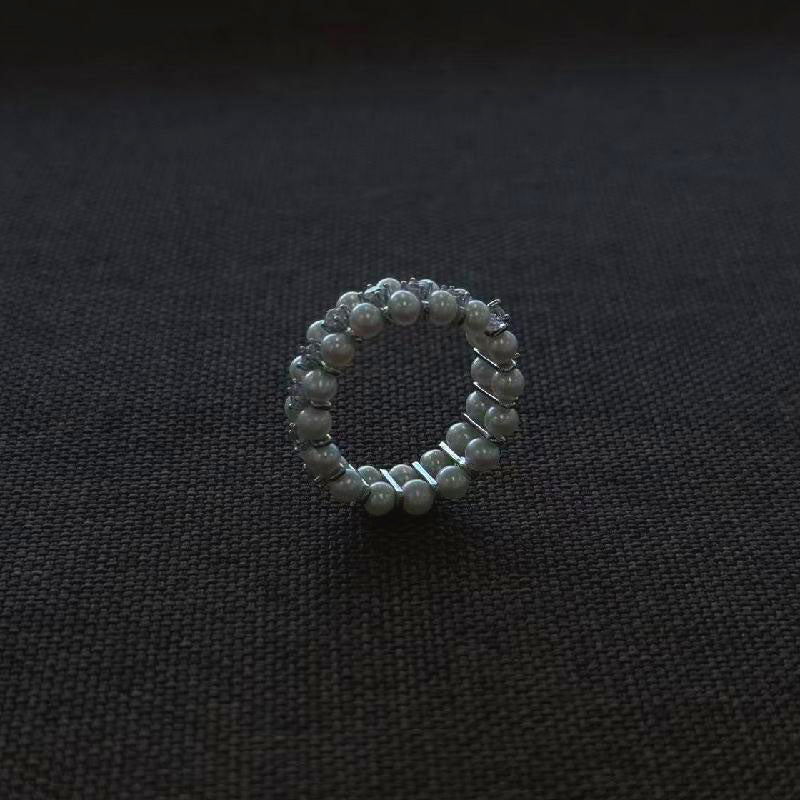 Double-layer zircon 3-4mm freshwater pearl romantic ring