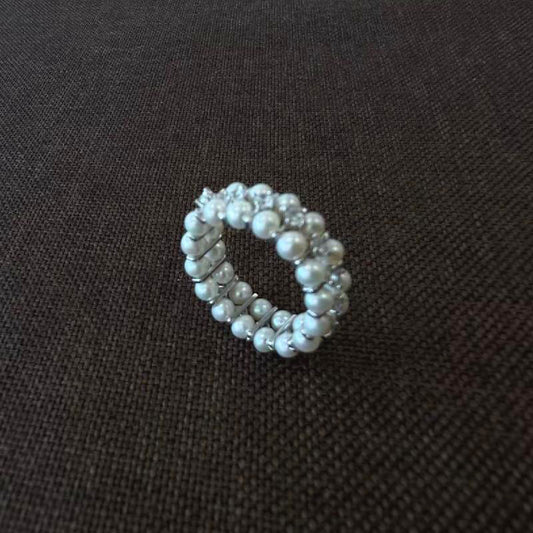 Double-layer zircon 3-4mm freshwater pearl romantic ring