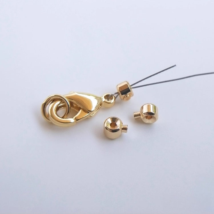 14K Gold Plated Color-Retention Handmade DIY Positioning Buckle for Bracelets (Wire Rope/Fishing Line)