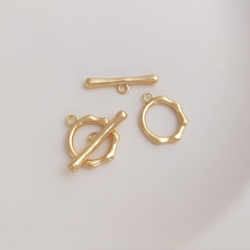 14K Gold Plated Multi-Faceted Round OT Clasp | DIY Jewelry Connector