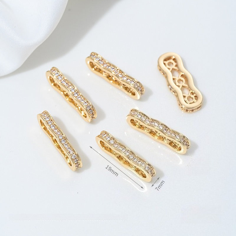 14K Gold Filled Tarnish-Resistant Peanut CZ Spacers - Double & Triple-Row Separators for DIY Jewelry