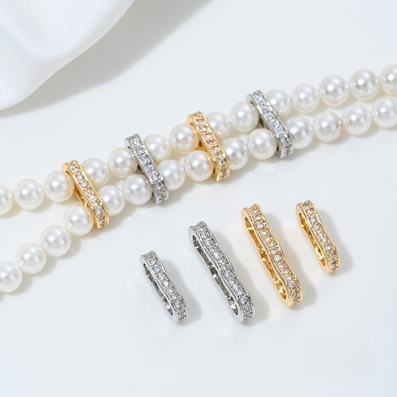 14K Gold Filled Tarnish-Resistant Peanut CZ Spacers - Double & Triple-Row Separators for DIY Jewelry
