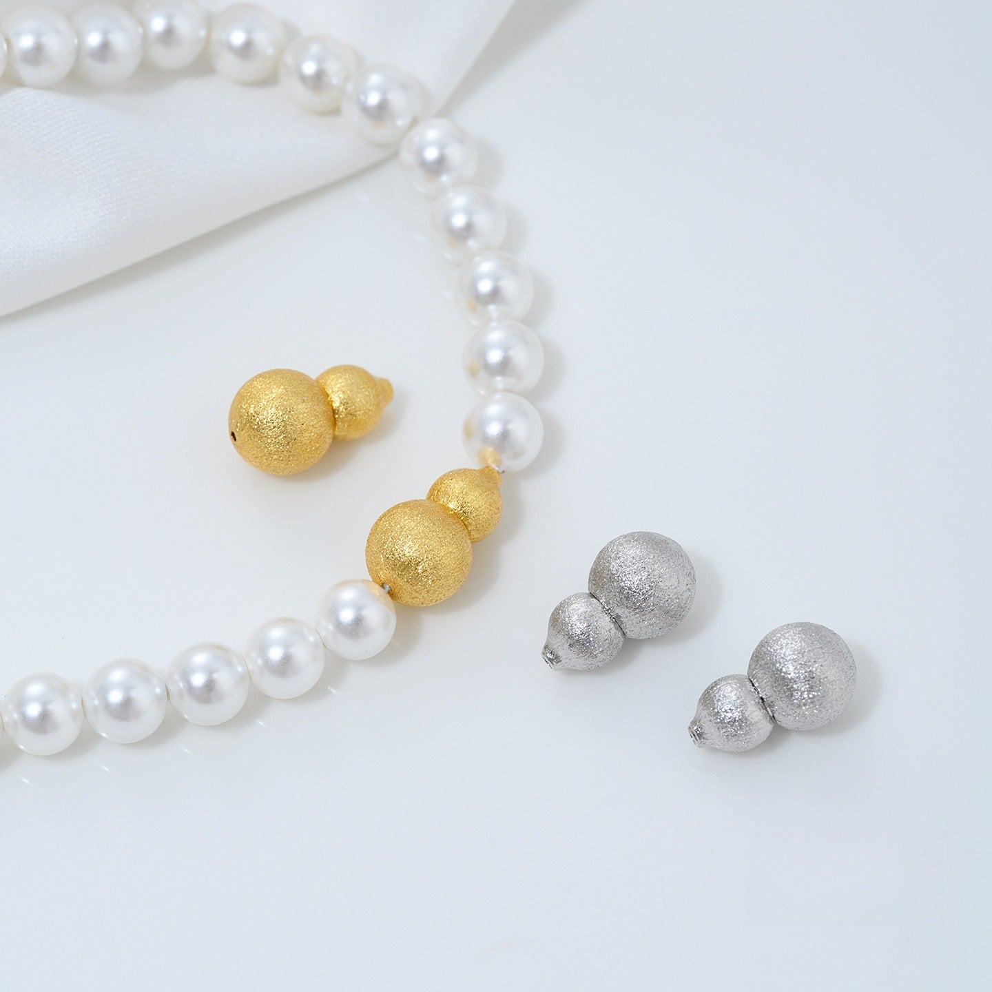 18K Gold Plated Spiral Button & Brushed Gourd Clasp | DIY Pearl Necklace Bracelet Connector - Tarnis