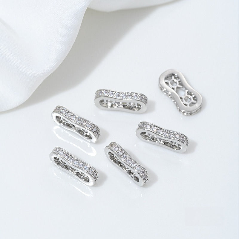 14K Gold Filled Tarnish-Resistant Peanut CZ Spacers - Double & Triple-Row Separators for DIY Jewelry