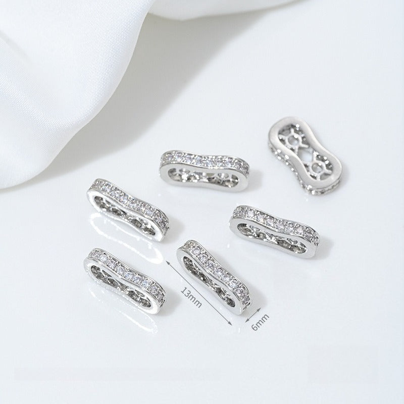 14K Gold Filled Tarnish-Resistant Peanut CZ Spacers - Double & Triple-Row Separators for DIY Jewelry