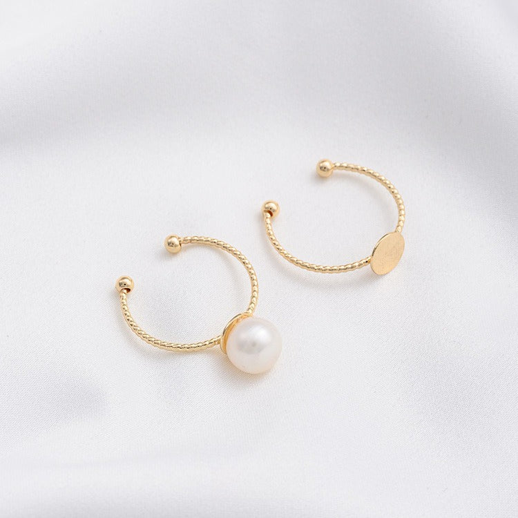 Tarnish-Resistant 14K Gold Plated Ring Settings | Flat/Open Filigree DIY Ring Blanks - For Half-Drilled Beads & Glue-On Cabochons