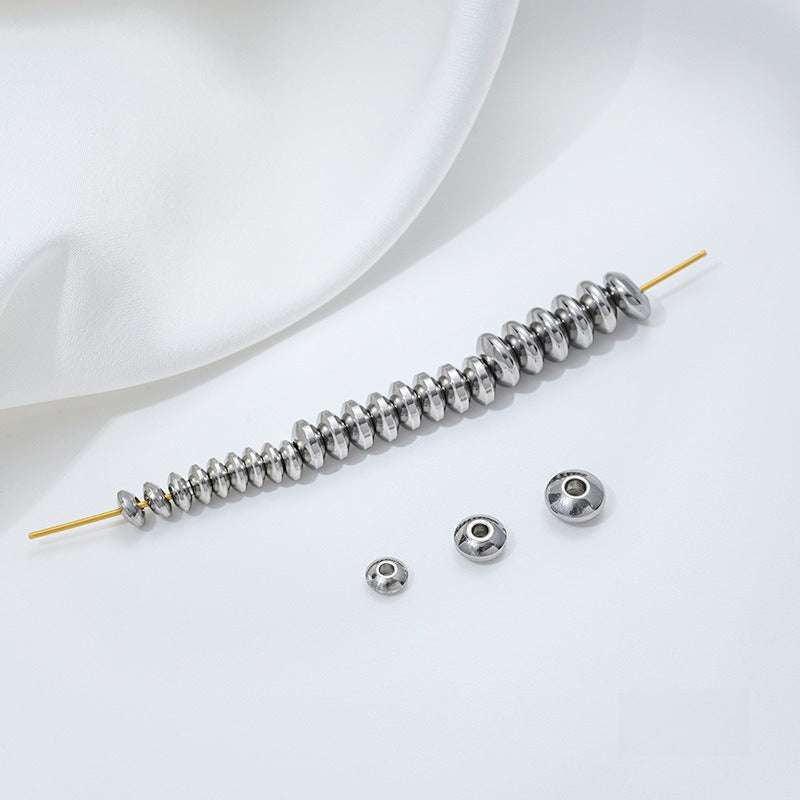 Tarnish-Resistant Titanium Steel Spacer Beads | Stainless Steel Jewelry Making Supplies (Abacus/Flying Saucer Shape)