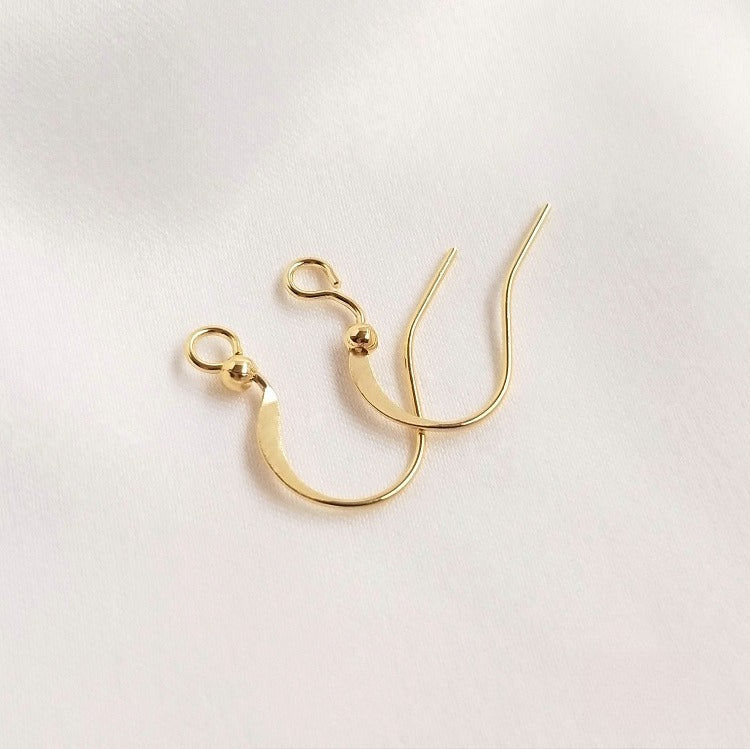 Tarnish-Resistant 14K Light Gold & 18K Real Gold Plated Flat Ear Hooks | DIY Earring Findings Craft Supplies
