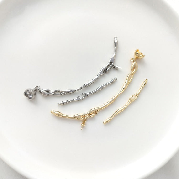 14K Gold Plated Lava Texture Branch Connectors