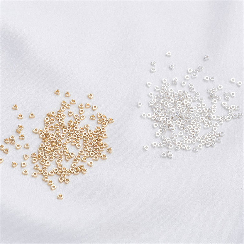 2mm Triangle Gold Flake Spacer Beads - Silver Flake Loose Beads for DIY Jewelry